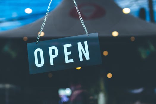 Storefront with an Open sign