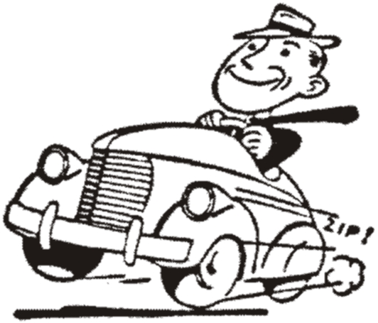 Illustration of businessman driving a car