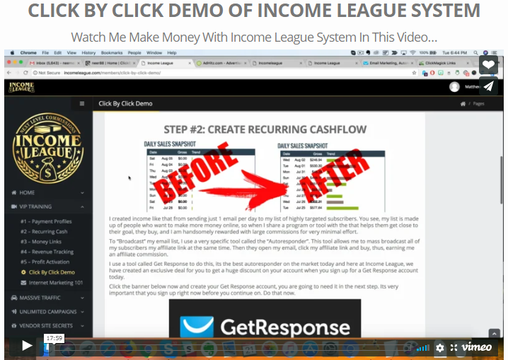 Screenshot of click by click demo video